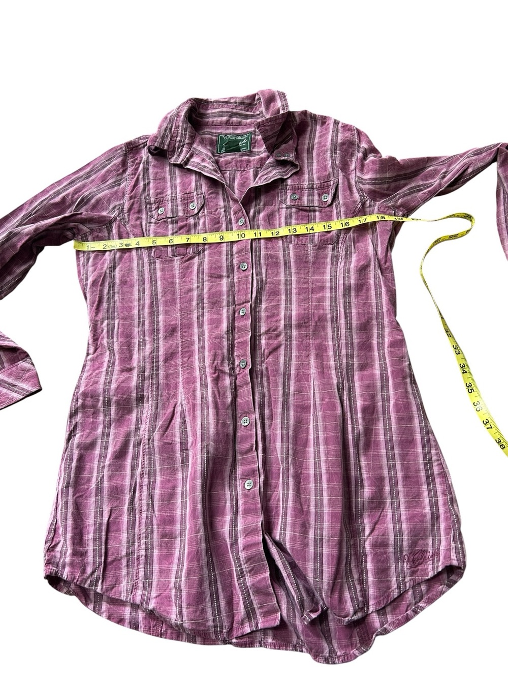 Vintage Woolrich Cotton Purple Plaid Button-Up Shirt size Medium 100% cotton - Picture 6 of 7